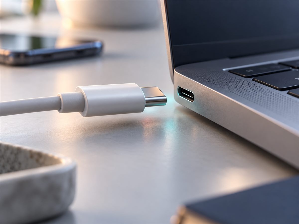 USB-C接头对准笔记本接口的快连vpn客户端连接主题摄影